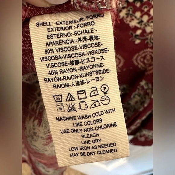 FREE PEOPLE XS Anthropologie ALLURING Maroon Printed Backless Long Sleeve Tunic - Picture 5 of 8